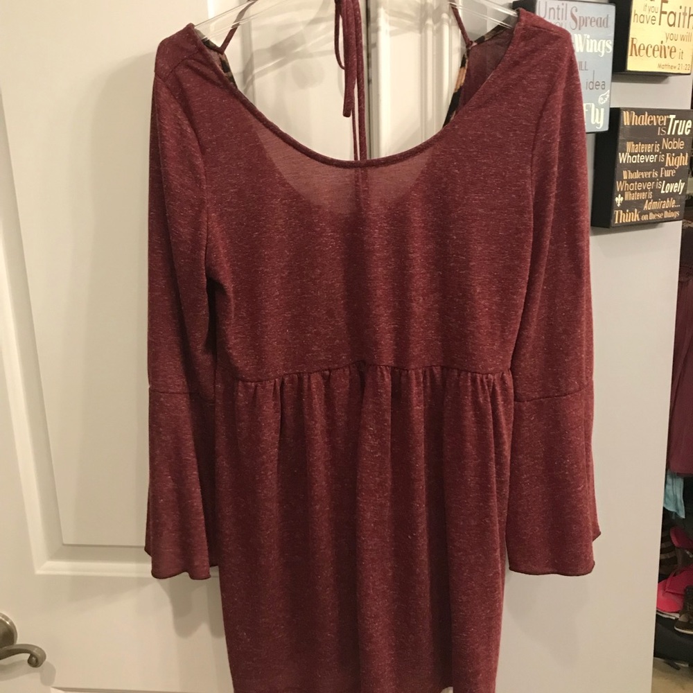 Burgundy top with bell sleeves